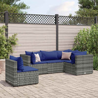 vidaXL Set Divani da Giardino 5 pz con Cuscini in Polyrattan Grigio
