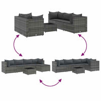 Set Divani da Giardino 6 pz con Cuscini in Polyrattan Grigio 3308162