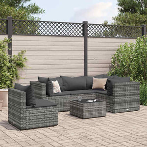 Set Divani da Giardino 6 pz con Cuscini in Polyrattan Grigio 3308162