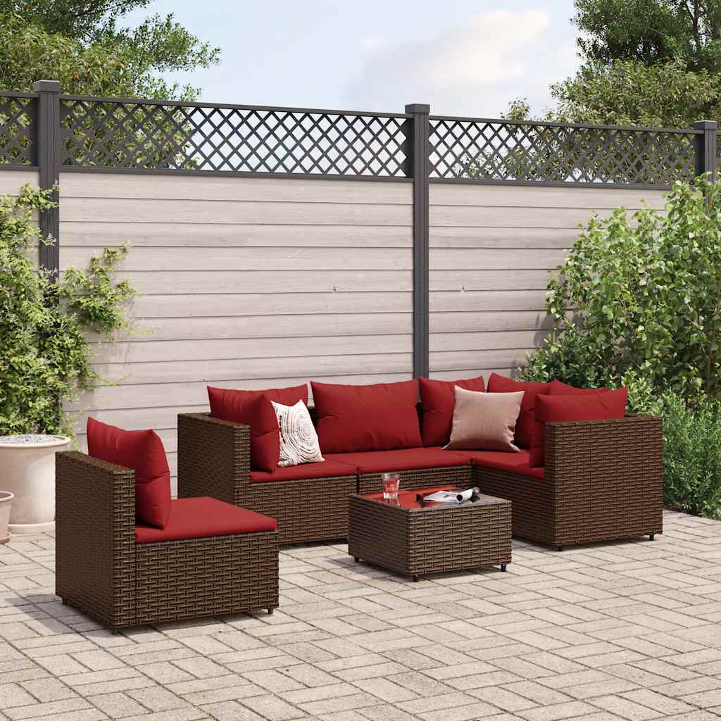 vidaXL Set Mobili da Giardino 6pz con Cuscini in Polyrattan Marrone
