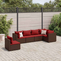 vidaXL Set Mobili da Giardino 6pz con Cuscini in Polyrattan Marrone