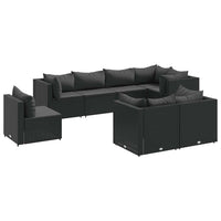 Set Mobili da Giardino con Cuscini 8 pz Nero in Polyrattan