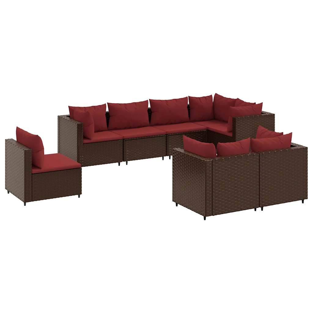 Set Divani da Giardino 8 pz con Cuscini in Polyrattan Marrone 3308197