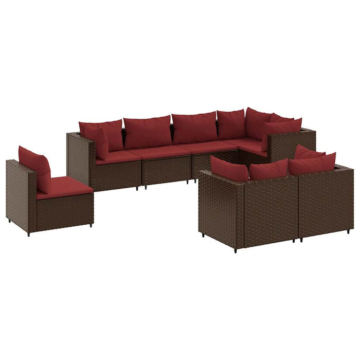 Set Divani da Giardino 8 pz con Cuscini in Polyrattan Marrone 3308197