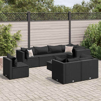 vidaXL Set Salotto da Giardino con Cuscini 9pz Nero in Polyrattan