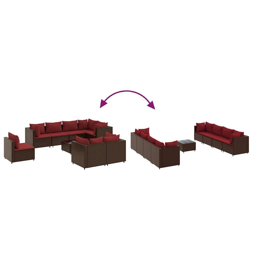 Set Divani da Giardino 9 pz con Cuscini in Polyrattan Marrone 3308205