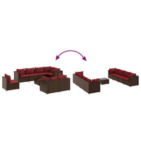 Set Divani da Giardino 9 pz con Cuscini in Polyrattan Marrone 3308205