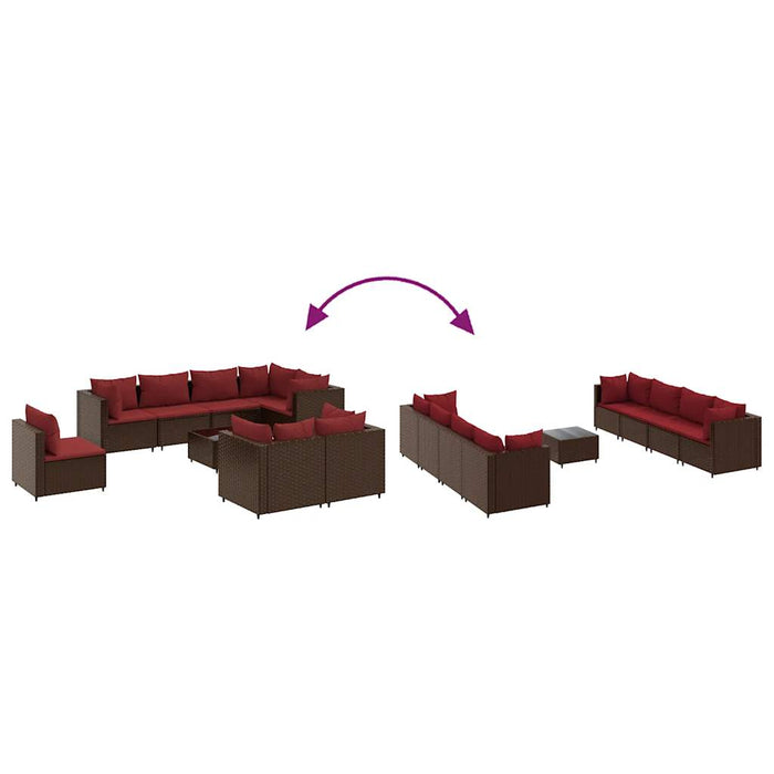 Set Divani da Giardino 9 pz con Cuscini in Polyrattan Marrone 3308205
