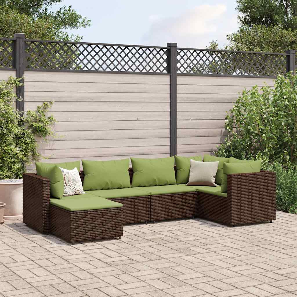 vidaXL Set Mobili da Giardino 6pz con Cuscini in Polyrattan Marrone
