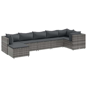 Set Divani da Giardino 7 pz con Cuscini in Polyrattan Grigio 3308226