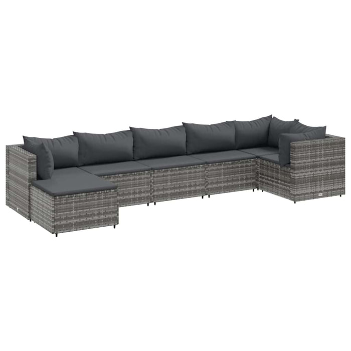 Set Divani da Giardino 7 pz con Cuscini in Polyrattan Grigio 3308226