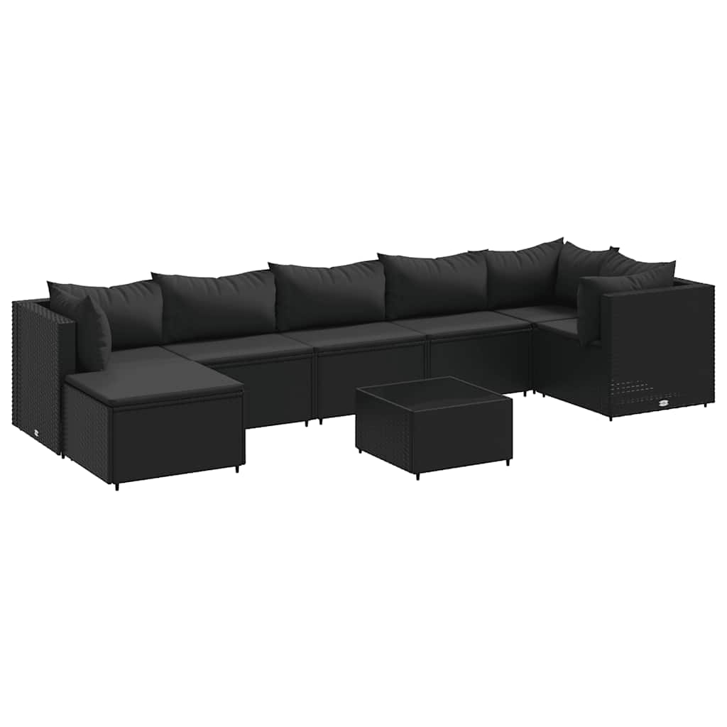 vidaXL Set Mobili da Giardino con Cuscini 8 pz Nero in Polyrattan
