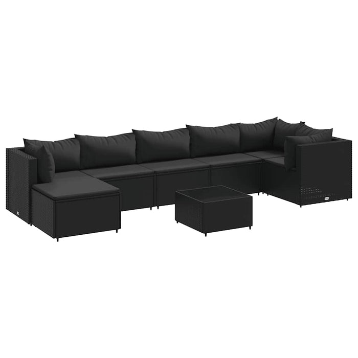 vidaXL Set Mobili da Giardino con Cuscini 8 pz Nero in Polyrattan