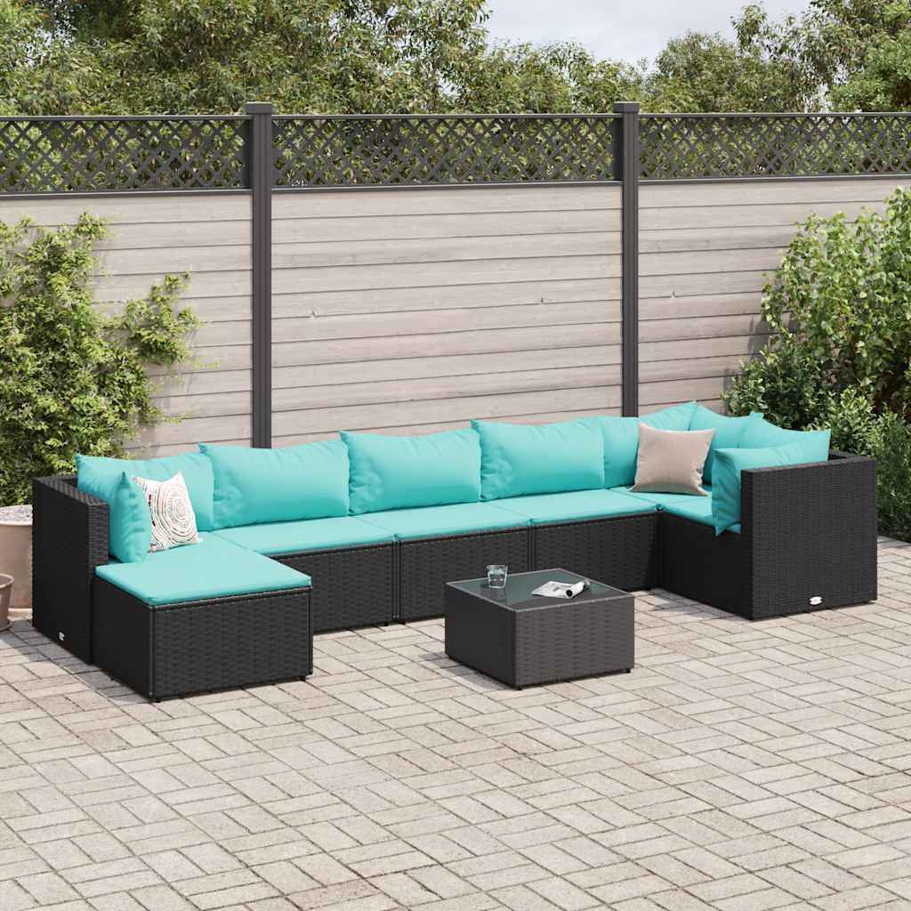 vidaXL Set Mobili da Giardino con Cuscini 8 pz Nero in Polyrattan