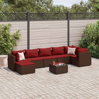 vidaXL Set Divani da Giardino 8 pz con Cuscini in Polyrattan Marrone