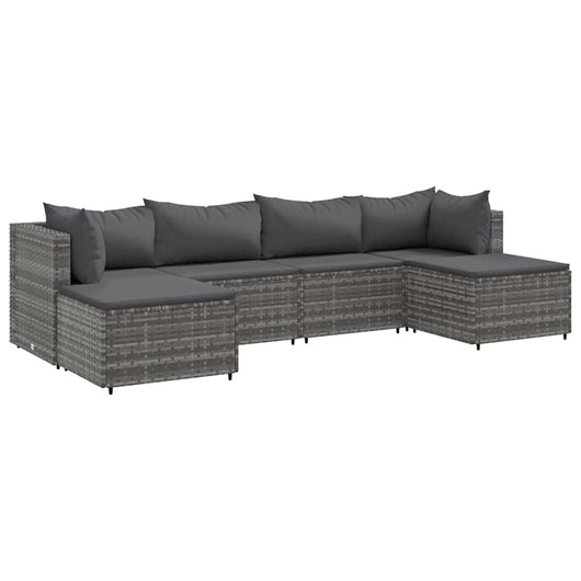 vidaXL Set Divani da Giardino 6 pz con Cuscini in Polyrattan Grigio