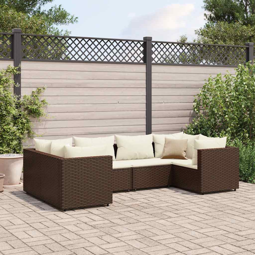 vidaXL Set Mobili da Giardino 6pz con Cuscini in Polyrattan Marrone