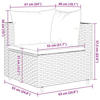 Set Divani da Giardino 7 pz con Cuscini in Polyrattan Grigio