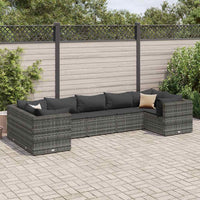Set Divani da Giardino 7 pz con Cuscini in Polyrattan Grigio