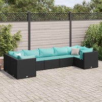 vidaXL Set Salotto da Giardino con Cuscini 7pz Nero Polyrattan