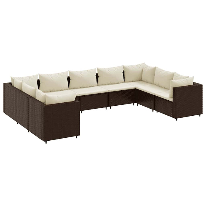 Set Divani da Giardino 9 pz con Cuscini in Polyrattan Marrone 3308265