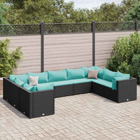 vidaXL Set Salotto da Giardino con Cuscini 9pz Nero in Polyrattan