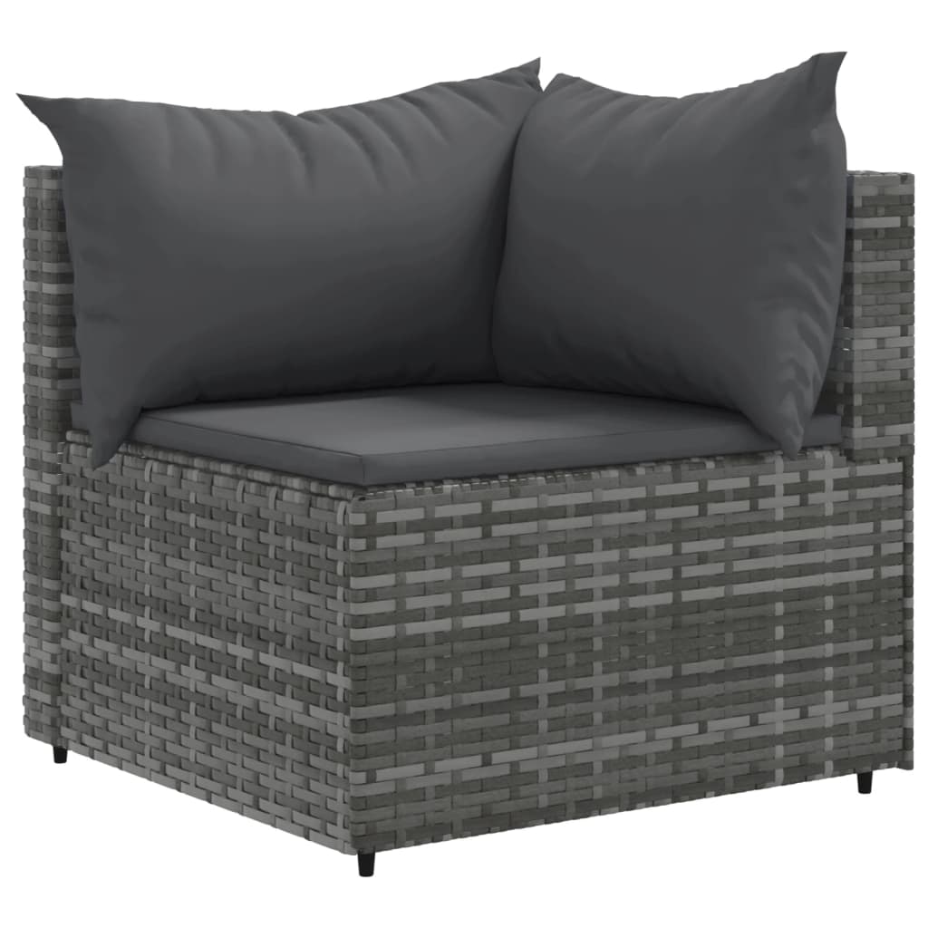 vidaXL Set Divani da Giardino 10 pz con Cuscini in Polyrattan Grigio