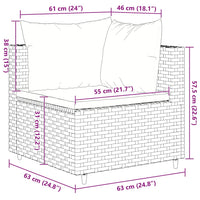 Set Divani da Giardino 10 pz con Cuscini in Polyrattan Grigio 3308279