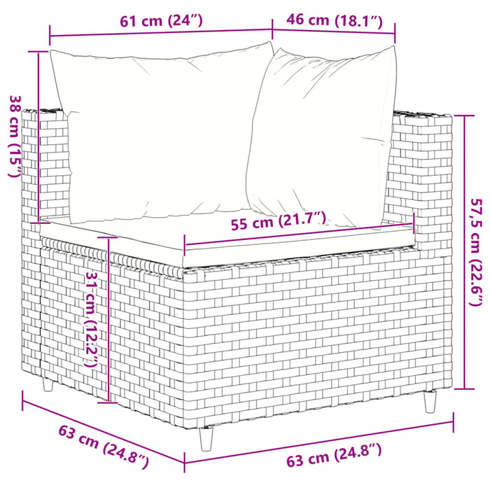 Set Divani da Giardino 10 pz con Cuscini in Polyrattan Grigio 3308287