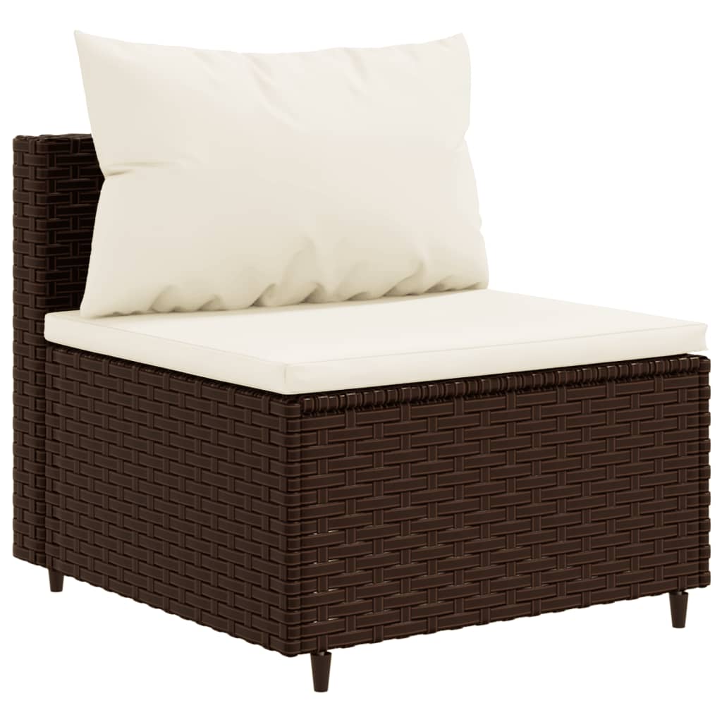 Set Divani da Giardino 11 pz con Cuscini in Polyrattan Marrone 3308289