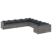 Set Divano da Giardino 10 pz con Cuscini Grigio in Polyrattan 3308346