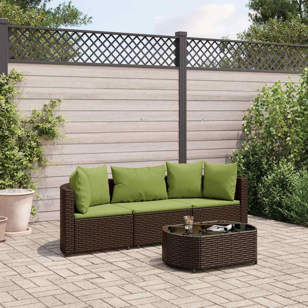 vidaXL Set Divano da Giardino 4 pz con Cuscini Marrone in Polyrattan