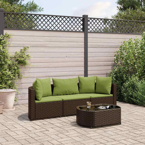 vidaXL Set Divano da Giardino 4 pz con Cuscini Marrone in Polyrattan