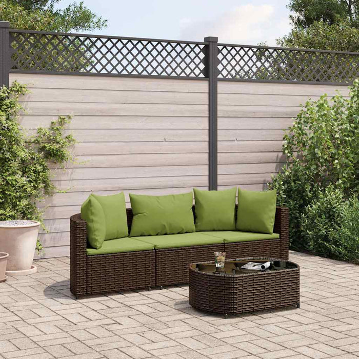 vidaXL Set Divano da Giardino 4 pz con Cuscini Marrone in Polyrattan