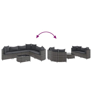 vidaXL Set Divani da Giardino 7 pz con Cuscini Grigio in Polyrattan