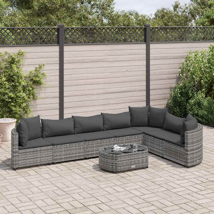 vidaXL Set Divano da Giardino 8 pz con Cuscini Grigio in Polyrattan