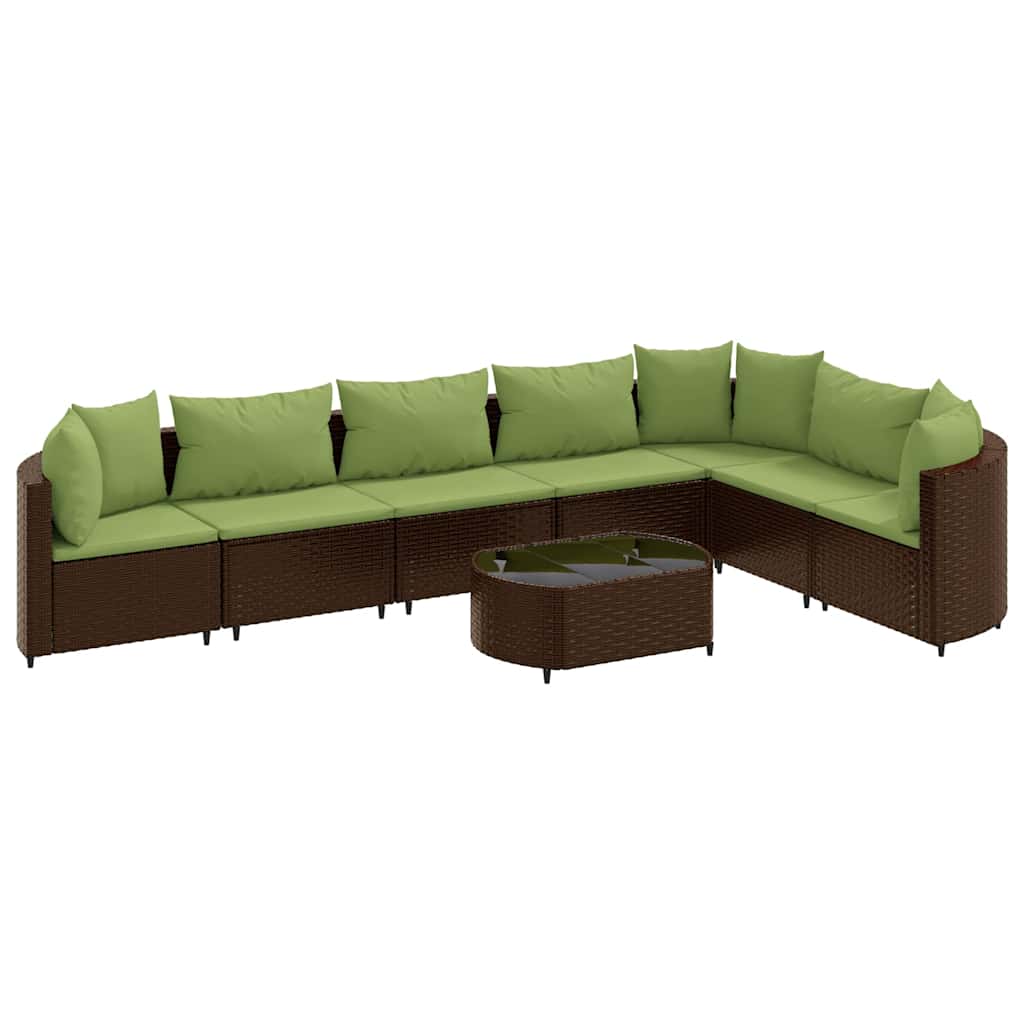 vidaXL Set Divani da Giardino 8 pz con Cuscini Marrone in Polyrattan