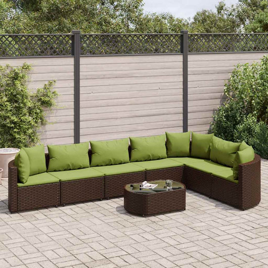 vidaXL Set Divani da Giardino 8 pz con Cuscini Marrone in Polyrattan