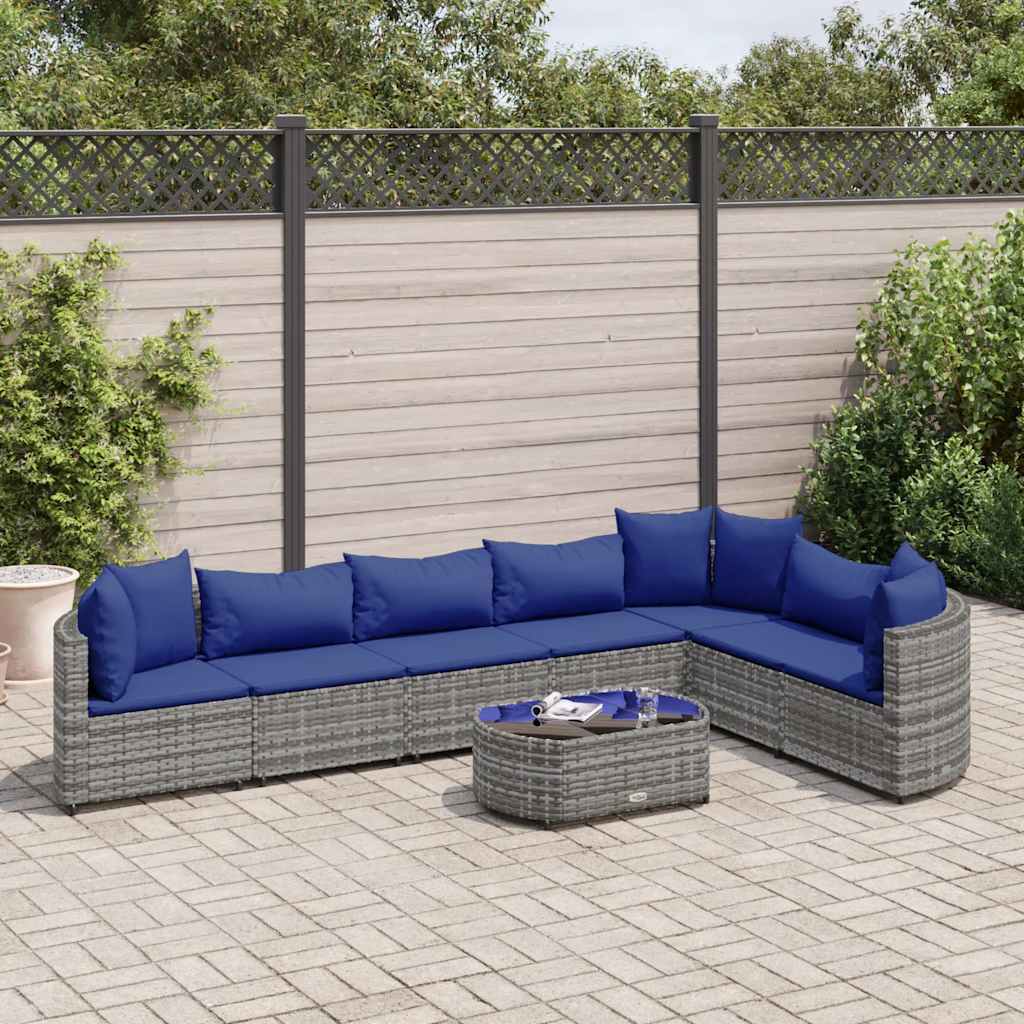 vidaXL Set Divano da Giardino 8 pz con Cuscini Grigio in Polyrattan