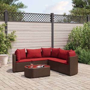 Set Divano da Giardino 6 pz con Cuscini Marrone in Polyrattan 3308397