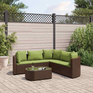 vidaXL Set Divano da Giardino 6 pz con Cuscini Marrone in Polyrattan