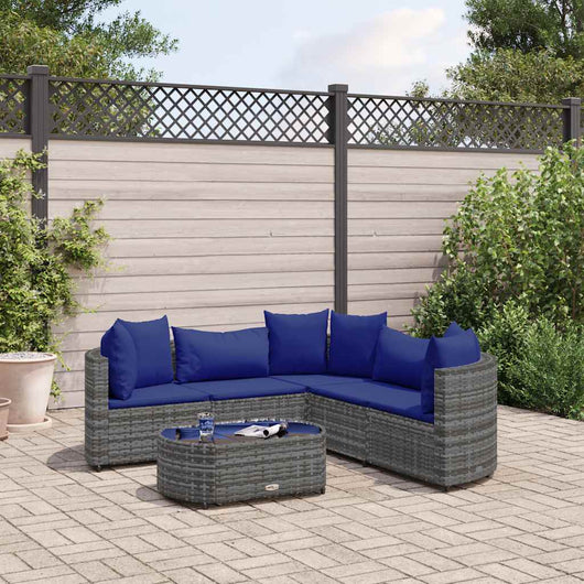 vidaXL Set Divano da Giardino 6 pz con Cuscini Grigio in Polyrattan