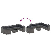 Set Divano da Giardino 10 pz con Cuscini Grigio in Polyrattan 3308402