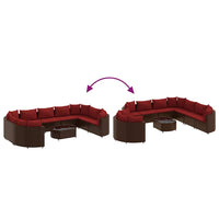 Set Divani da Giardino 10pz con Cuscini in Polyrattan Marrone 3308405