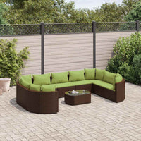 Set Divani da Giardino 10pz con Cuscini in Polyrattan Marrone 3308406