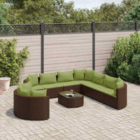 vidaXL Set Divani da Giardino 10pz con Cuscini in Polyrattan Marrone