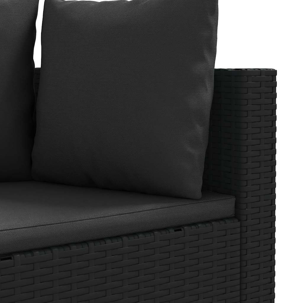 Set Divano da Giardino 6 pz con Cuscini Nero in Polyrattan