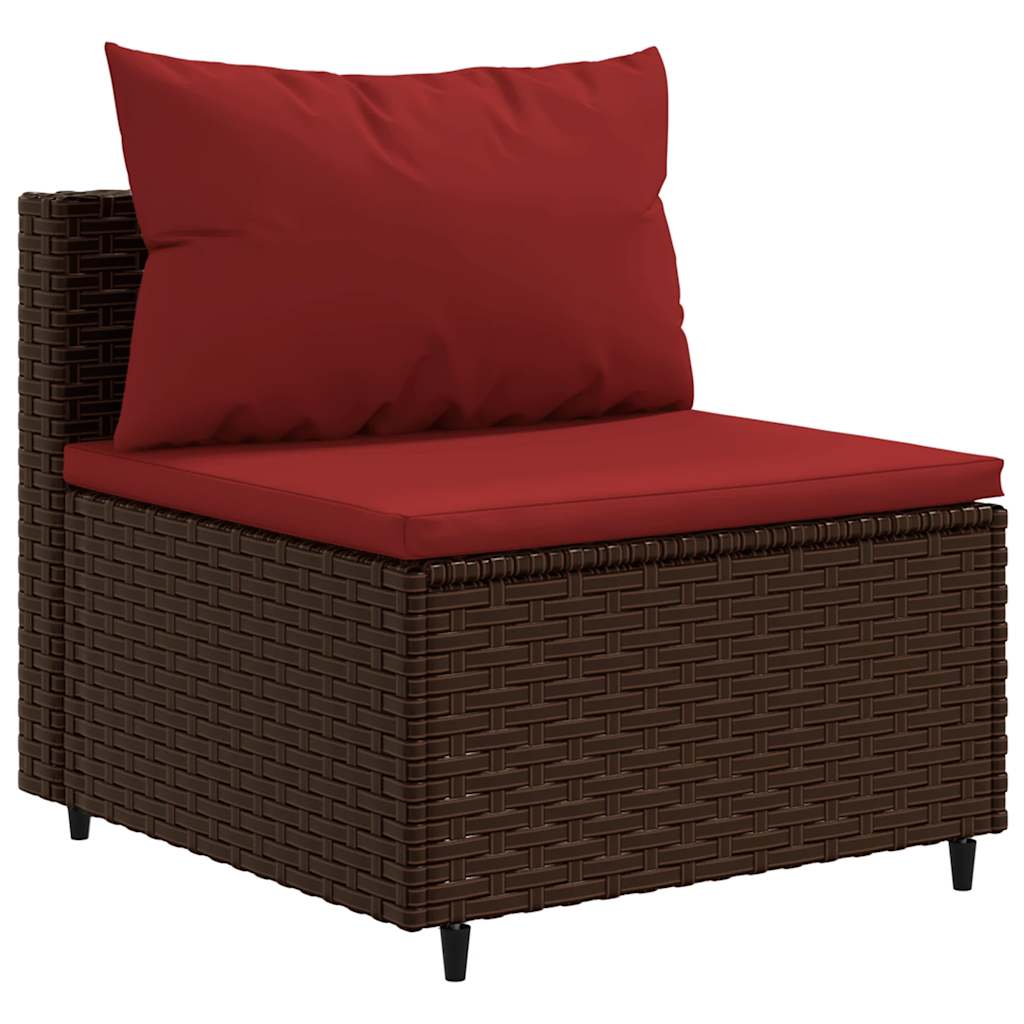 Set Divani da Giardino 9pz con Cuscini Marrone in Polyrattan 3308429