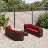 vidaXL Set Divani da Giardino 9pz con Cuscini Marrone in Polyrattan