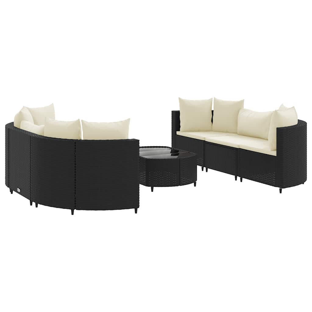 Set Divani da Giardino con Cuscini 7pz Nero Polyrattan 3308432